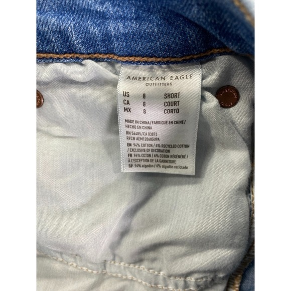 American Eagle Jeans Womens 8 Short Blue 90s Low Rise Straight Light Wash - Picture 7 of 10